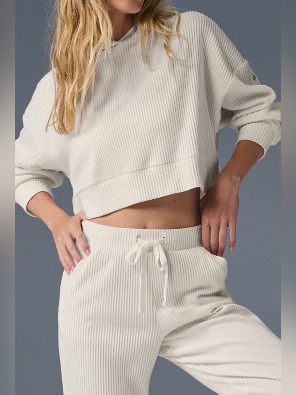 🏷️ ✨ ALO YOGA ✨ Muse Ribbed Hoodie & Sweatpants Matching Loungewear Set
